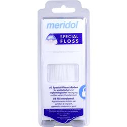 Verpackung von meridol Spezial-Floss Zahnseide für Zahnzwischenräume.