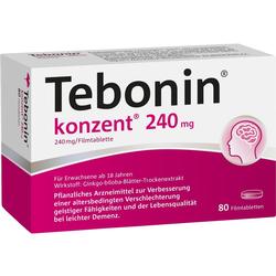 Verpackung eines pflanzlichen Arzneimittels namens Tebonin gegen Gedächtnisprobleme.